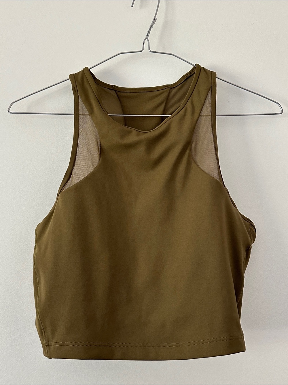 Athleta Olive Green Mesh Racerback Crop Tank Top
